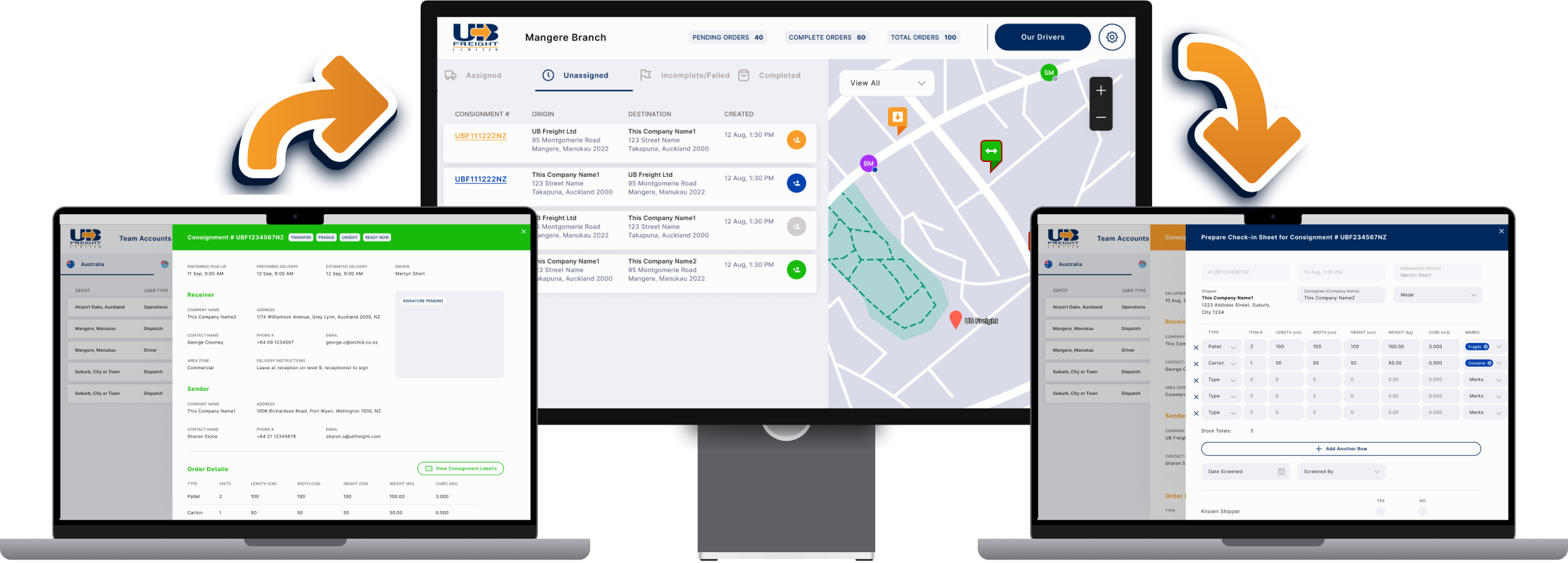 UB Freight desktop view