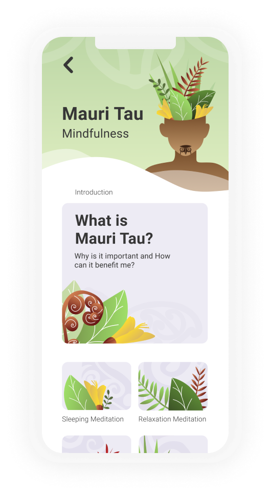 Oho Mauri app — wellness, yoga, and mindfulness screens